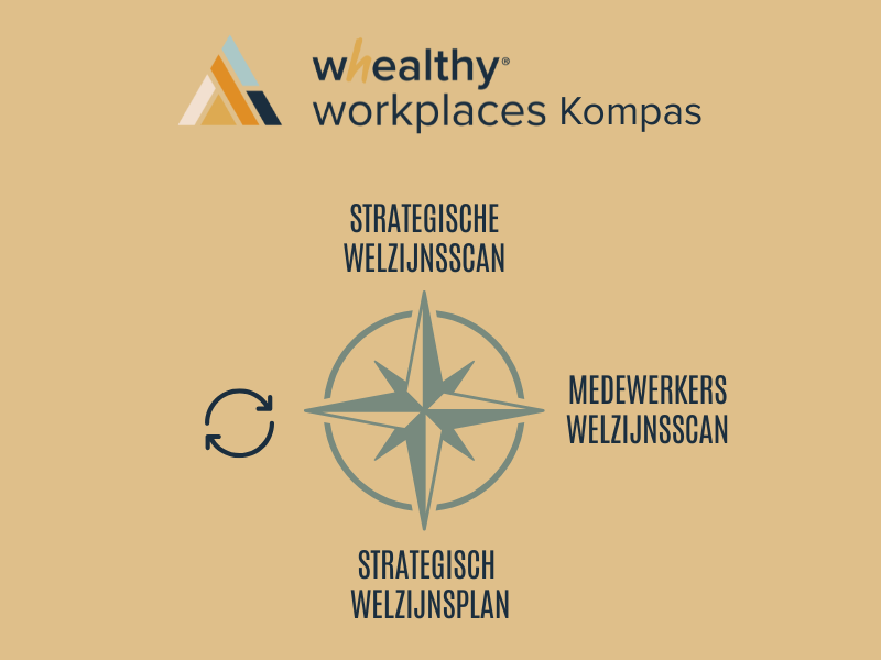 Visuele voorstelling van het Whealthy Workplaces kompas 