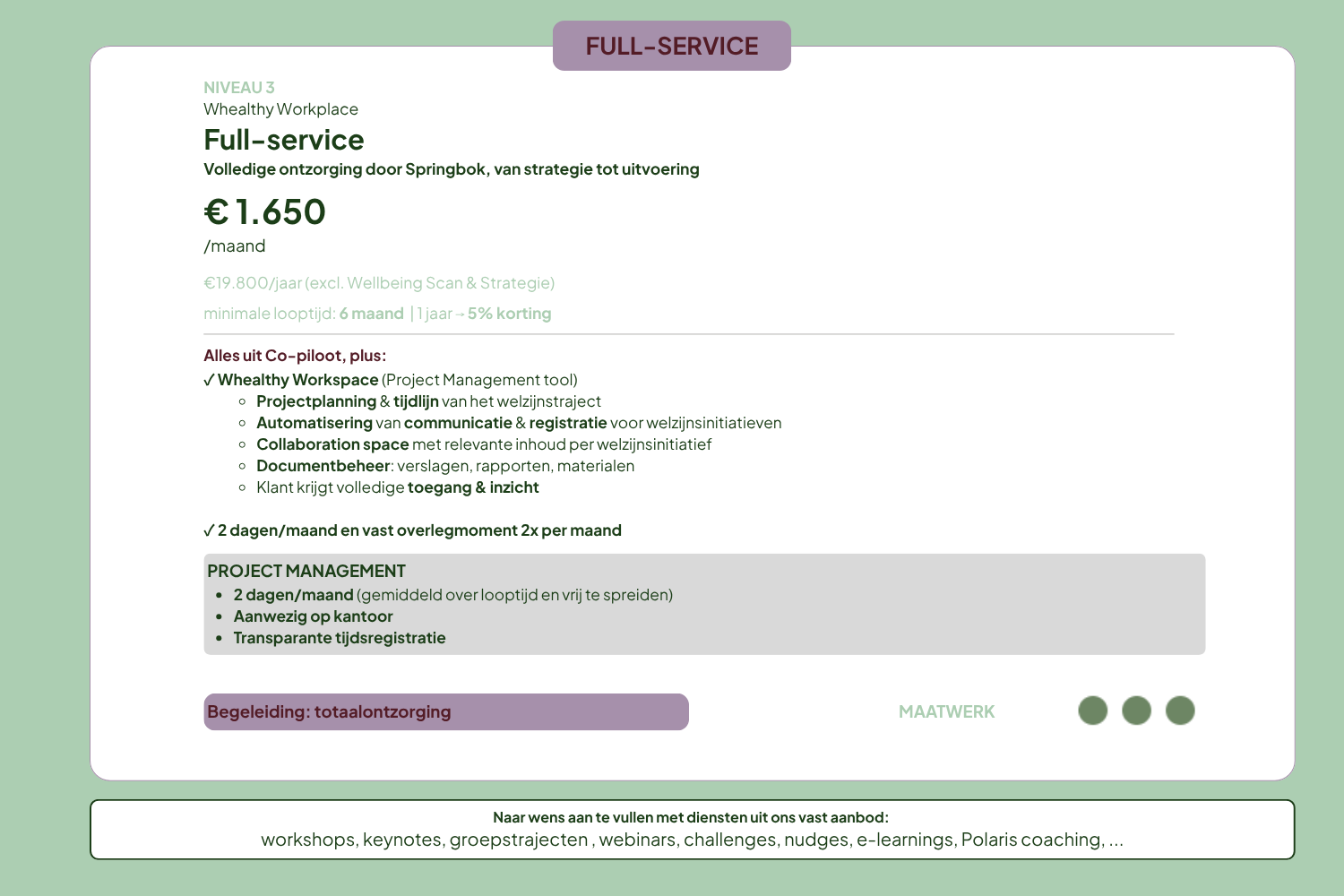 Whealthy Workplace formule - Full-service